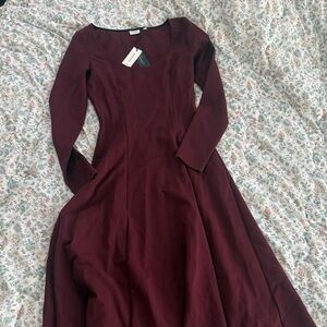 Aritzia Deep Red Long Sleeve Dress